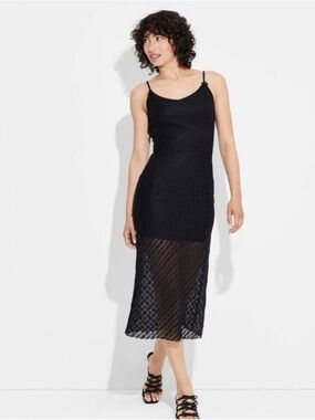 Wild Fable Lace Midi Dress with Bows Black